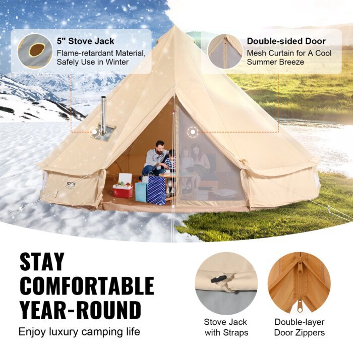 Bell Tent i canvas – Rymligt året-runt-tält för 4 personer - Bild 2
