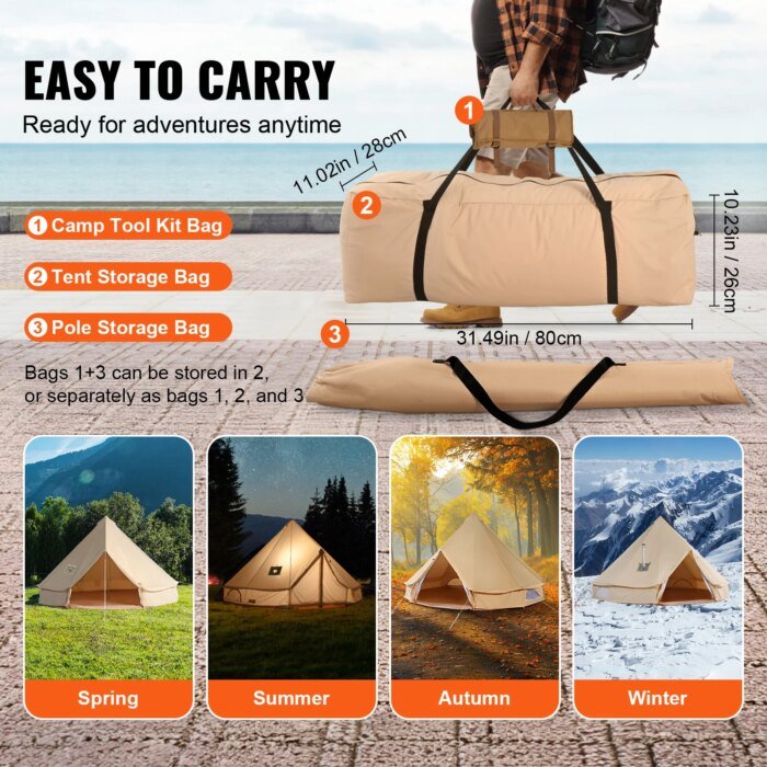 Bell Tent i canvas – Rymligt året-runt-tält för 4 personer - Bild 4