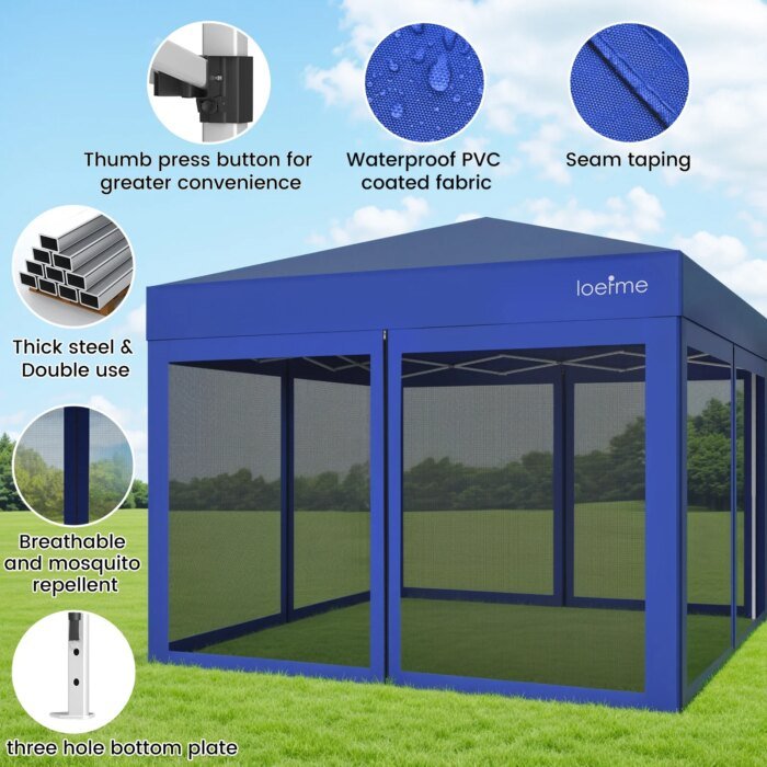 Pop-up lusthus 3x3 m – Snabbt och portabelt väderskydd - Bild 4