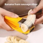 Innovativ manuell skivare för bananer och annan frukt i köket