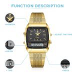 Modern Digital Herrklocka med Dual Time och Snygg Guldfinish - Bild 6