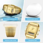 Modern Digital Herrklocka med Dual Time och Snygg Guldfinish - Bild 4