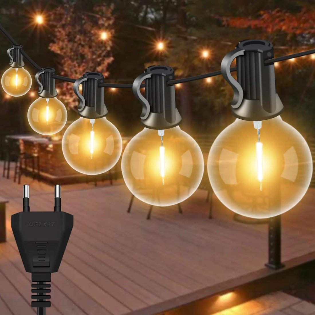 G40 LED-ljusslinga för utomhusbruk – Stämningsfull belysning för trädgården