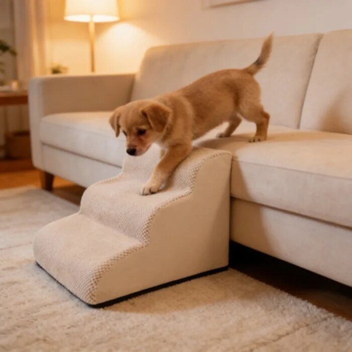 Halkfri hundtrappa med löstagbara steg i skumgummi för soffa och säng - Bild 6
