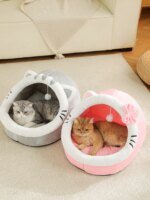 Söt och mjuk kattsäng med mysig grottdesign för djup sömn - Bild 6