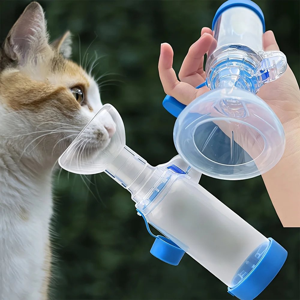 Justerbar nebulisatormask och inhalationsbehållare för effektiv andningsvård för husdjur