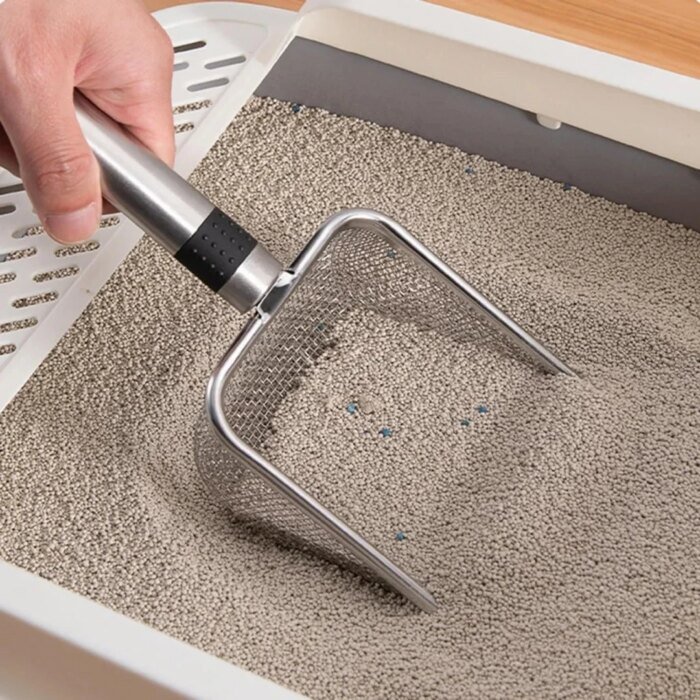 Slitstark kattsandsspade i rostfritt stål med ergonomiskt handtag - Bild 2