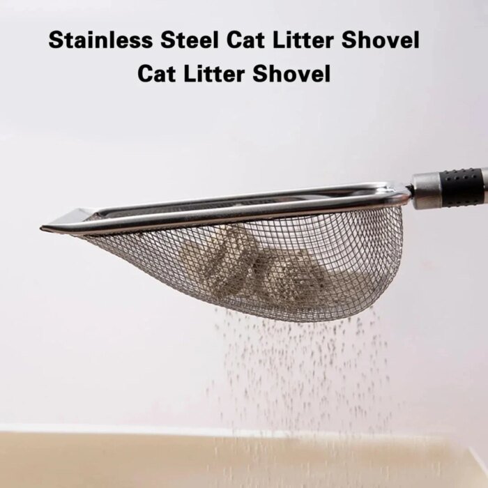 Slitstark kattsandsspade i rostfritt stål med ergonomiskt handtag - Bild 6