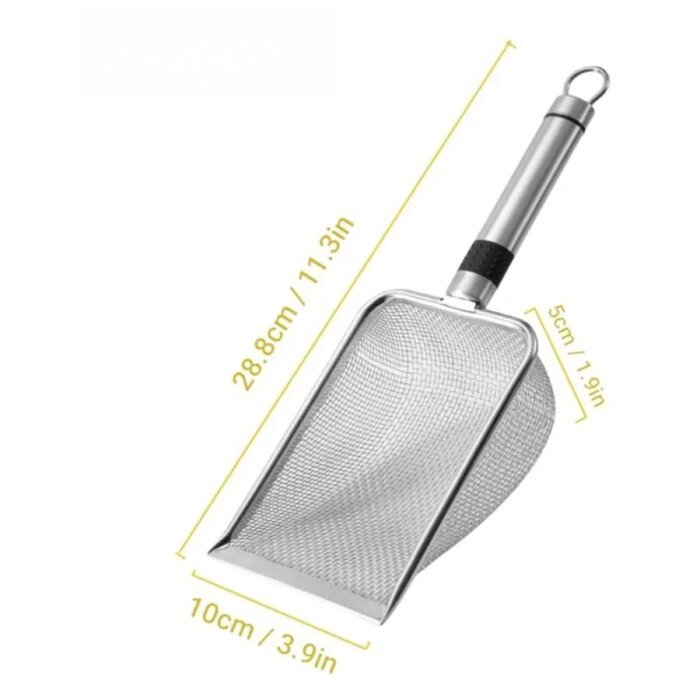Slitstark kattsandsspade i rostfritt stål med ergonomiskt handtag - Bild 5