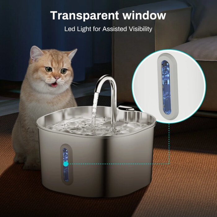 ZYFeeder automatisk vattenfontän i rostfritt stål för katt och hund - Bild 5