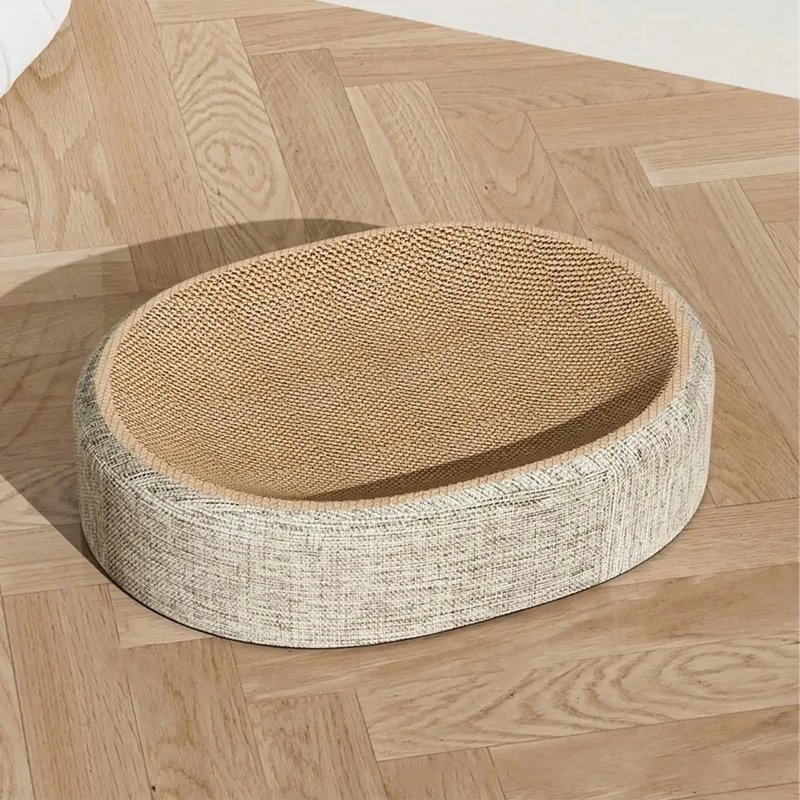 2-i-1 oval klösbräda och kattbädd i slitstarkt material