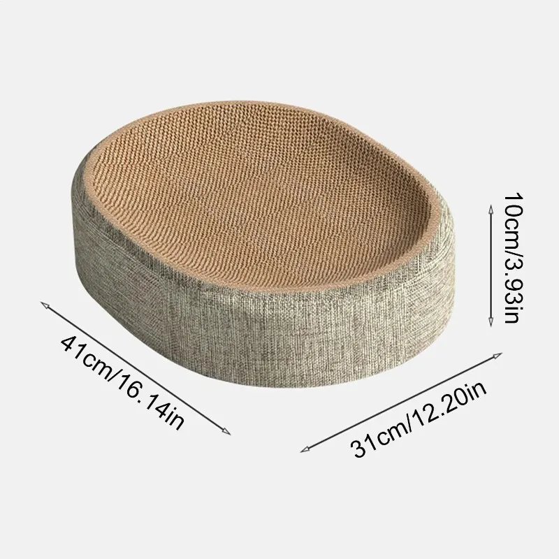 2-i-1 oval klösbräda och kattbädd i slitstarkt material