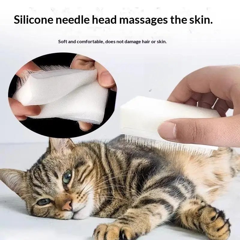 Multifunktionell massageborste och svampkam för katt och hund