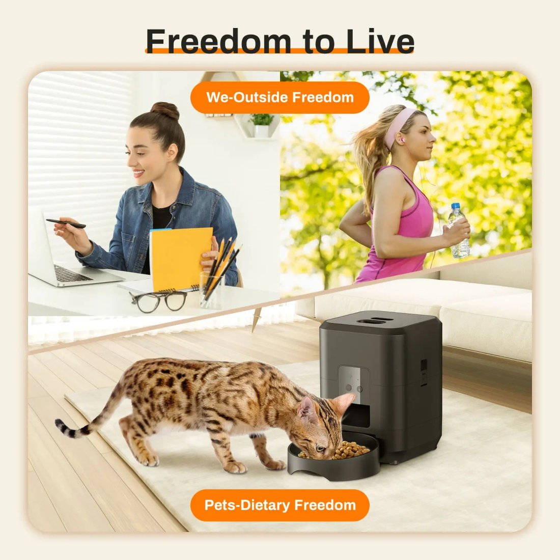 Smart automatisk foderautomat för katt och hund med timer