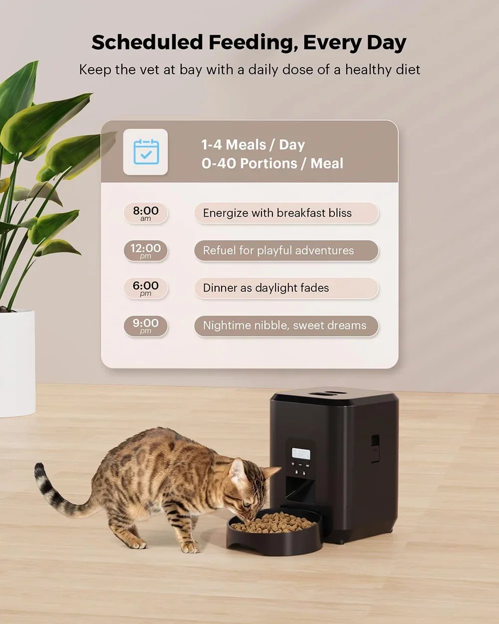 Smart automatisk foderautomat för katt och hund med timer