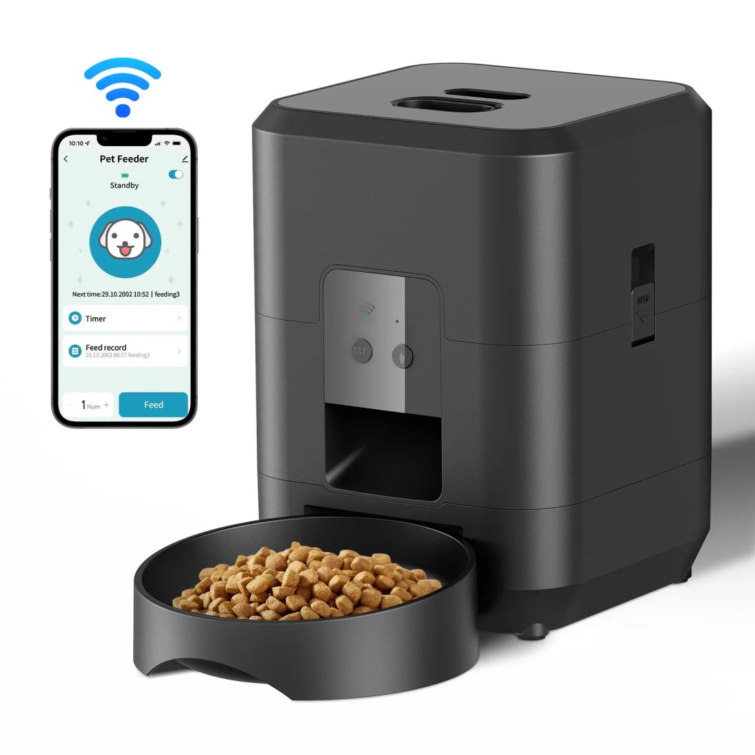 Smart automatisk foderautomat för katt och hund med timer