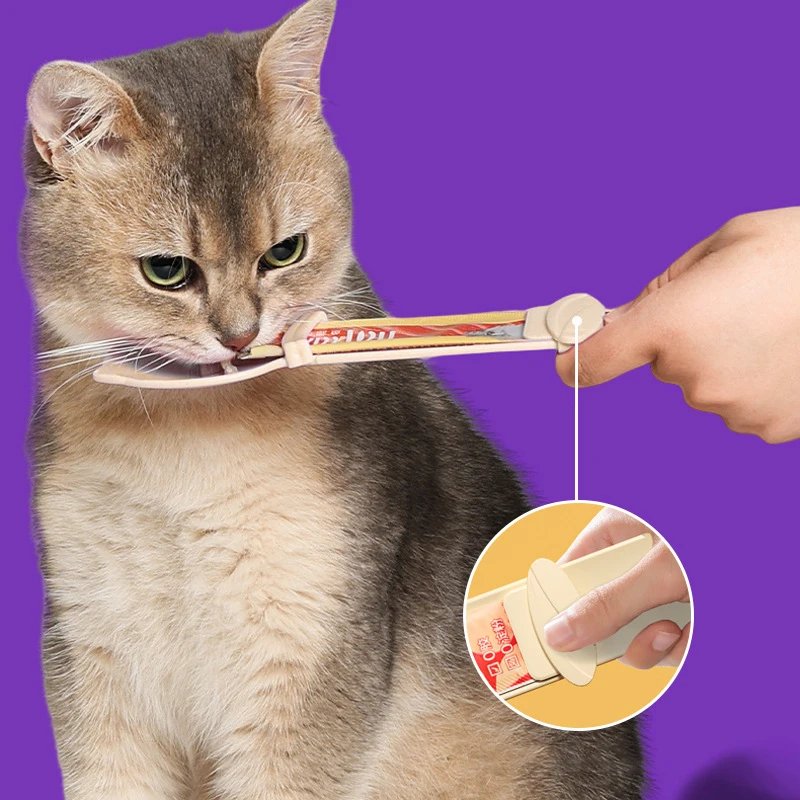 Smidig klämked och foderdispenser för flytande kattsnacks 2-pack