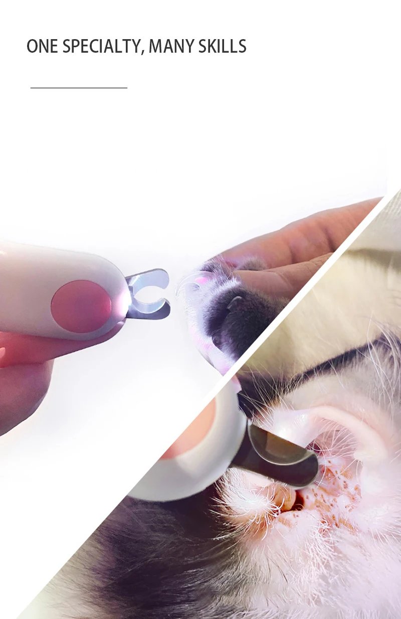 Professionell klotång med LED-belysning för katt och hund