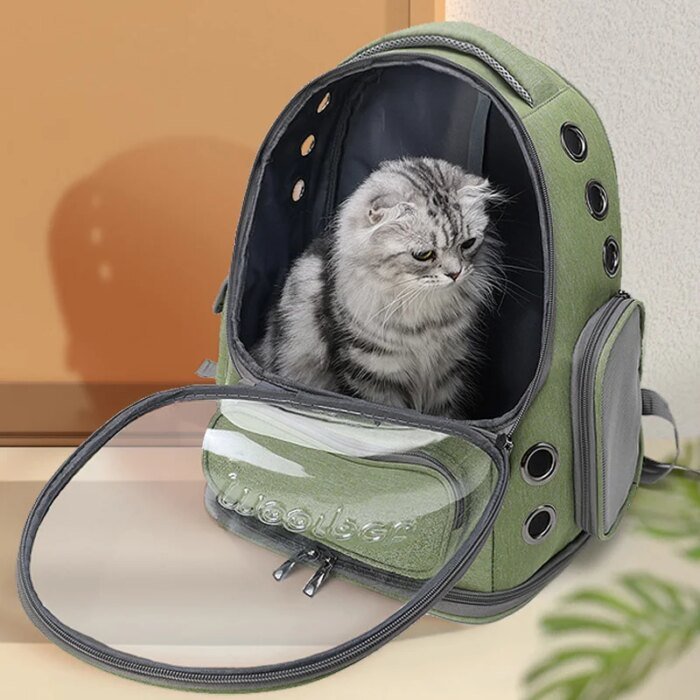 Transparent och andningsbar ryggsäck för transport av katt och hund - Bild 4