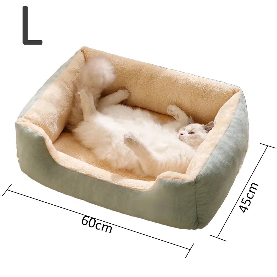 Bekväm och mjuk kattbädd med plysch för husdjur