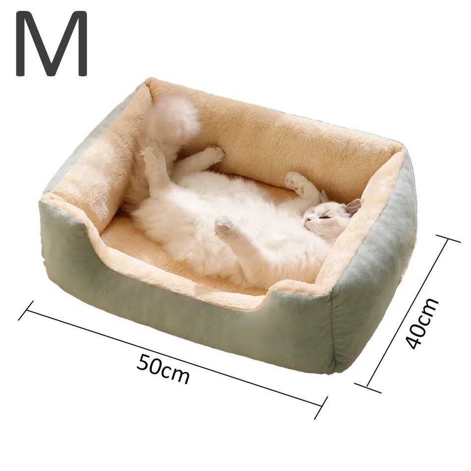 Bekväm och mjuk kattbädd med plysch för husdjur