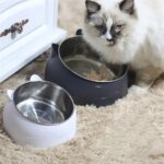 Upphöjd kattmatskål i rostfritt stål med ergonomisk lutning - Bild 4