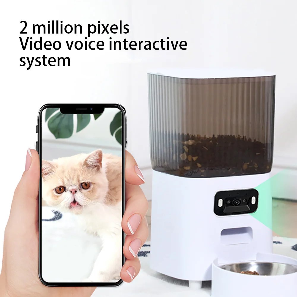 Smart automatisk foderautomat med kamera och dubbla skålar