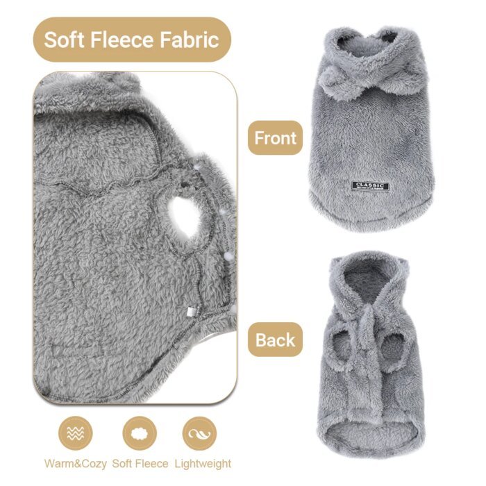 Varm hundtröja i mjuk fleece med söt huva - Bild 3