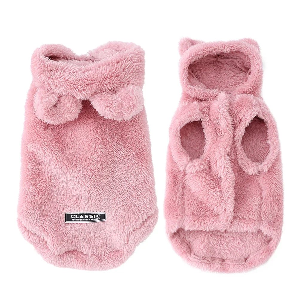 Varm hundtröja i mjuk fleece med söt huva