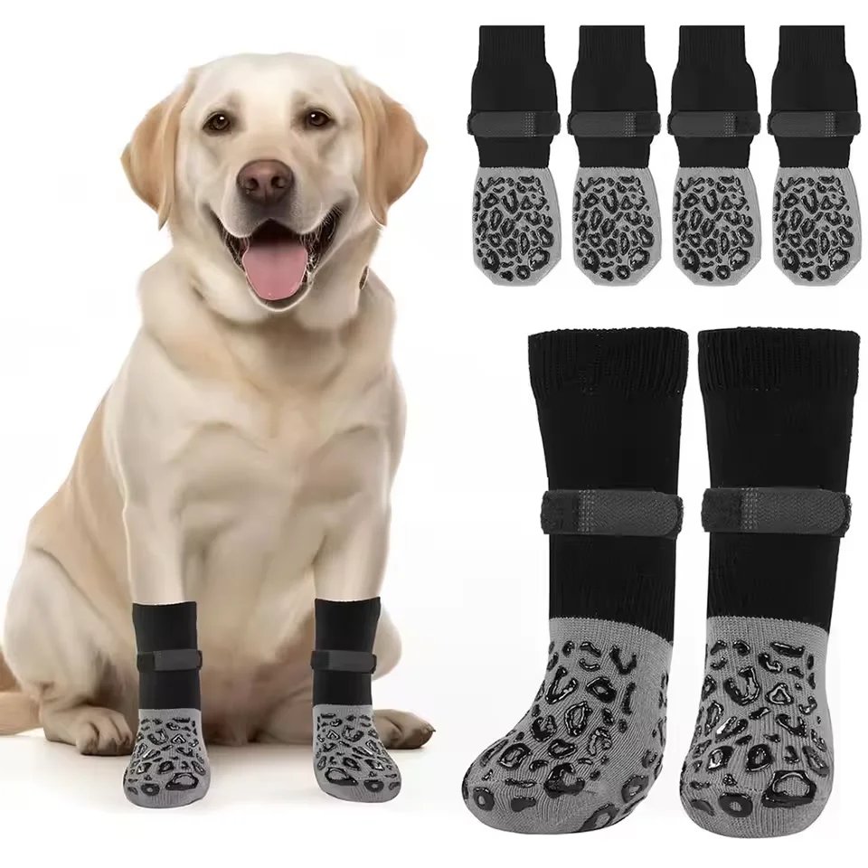 Halkfria tasskydd och justerbara hundsockor för skadade tassar