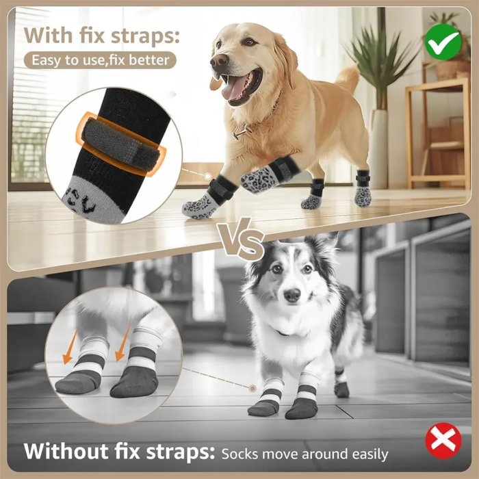 Halkfria tasskydd och justerbara hundsockor för skadade tassar - Bild 5