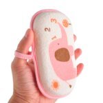 Mjuk badsvamp med sött elefantmotiv för baby och barn