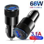 66W Snabbladdare för Bil – USB-C & PD-adapter för Smartphone