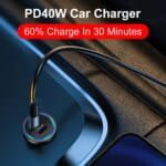 66W Snabbladdare för Bil – USB-C & PD-adapter för Smartphone - Bild 5