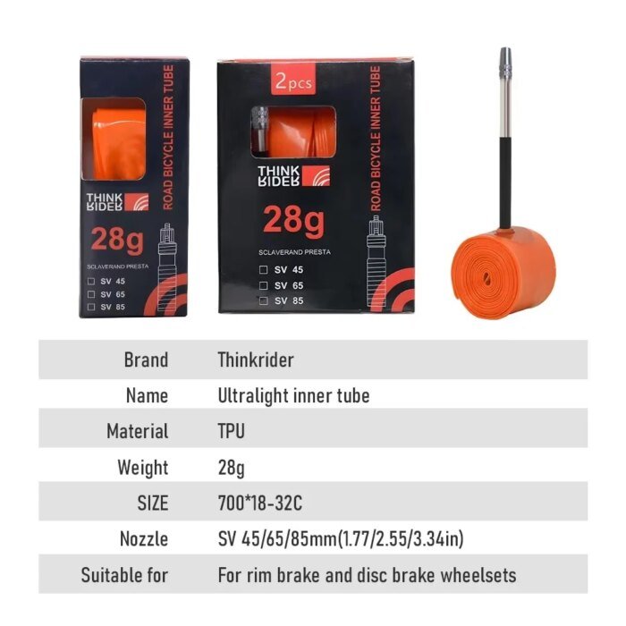 Ultralätt TPU-slang för landsvägscykel 700c – 28g - Bild 3