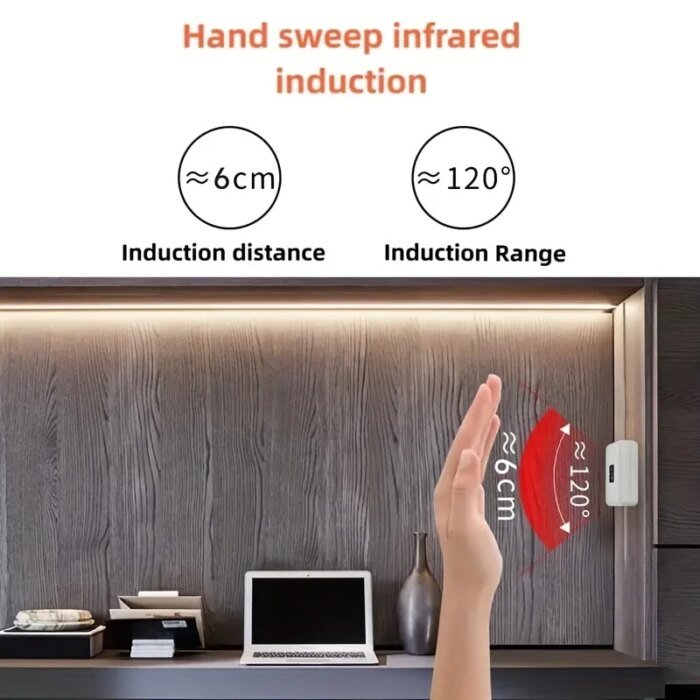 USB LED-ljuslist med smart handrörelsesensor och dimmer - Bild 3