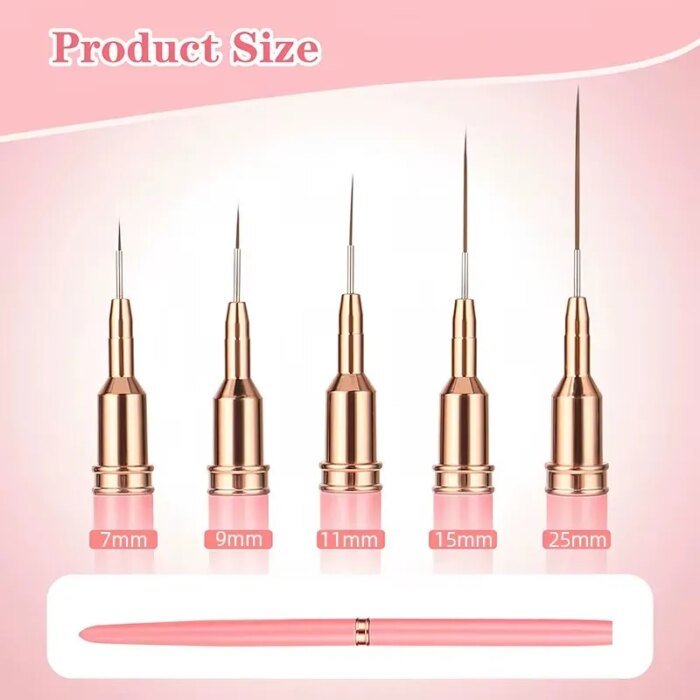 5-pack nail art liner pens – penslar för gel och design - Bild 3