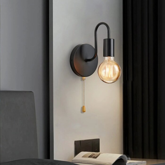 Nordisk Industriell Svart Vägglampa med E27-sockel för Inomhusbruk - Bild 6
