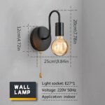 Nordisk Industriell Svart Vägglampa med E27-sockel för Inomhusbruk - Bild 3
