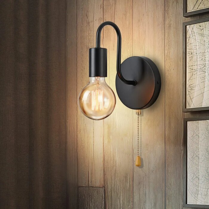 Nordisk Industriell Svart Vägglampa med E27-sockel för Inomhusbruk - Bild 5