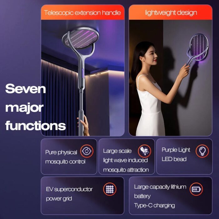 Utdragbar elektrisk myggdödare med UV-lampa – 109 cm - Bild 3
