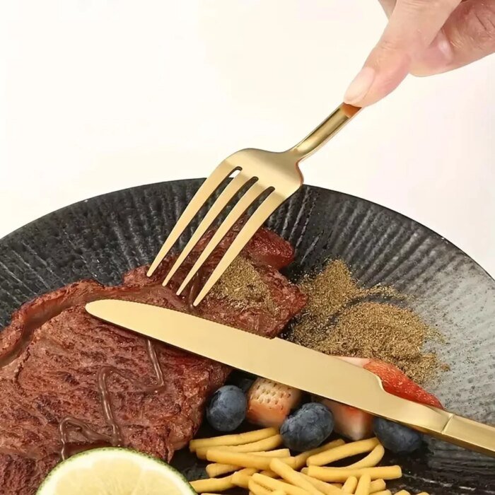 Gyllene bestickset i rostfritt stål för alla tillfällen - Bild 3