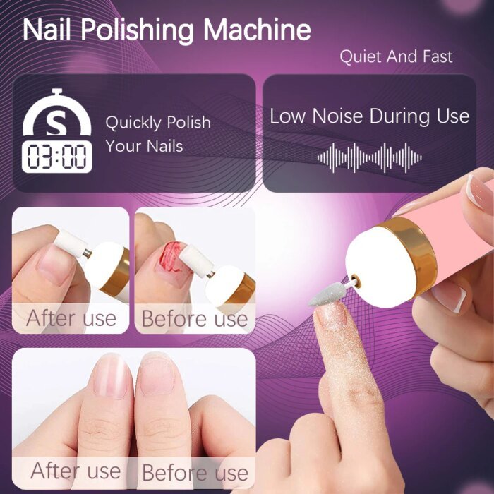 YIKOOLIN 5-i-1 Elektrisk Nagelfil med LED-belysning - Bild 4