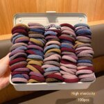 100-pack hårband – Sömlösa, hållbara och elastiska hårsnoddar i koreansk stil - Bild 2