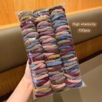 100-pack hårband – Sömlösa, hållbara och elastiska hårsnoddar i koreansk stil