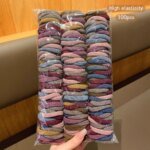 100-pack hårband – Sömlösa, hållbara och elastiska hårsnoddar i koreansk stil - Bild 3