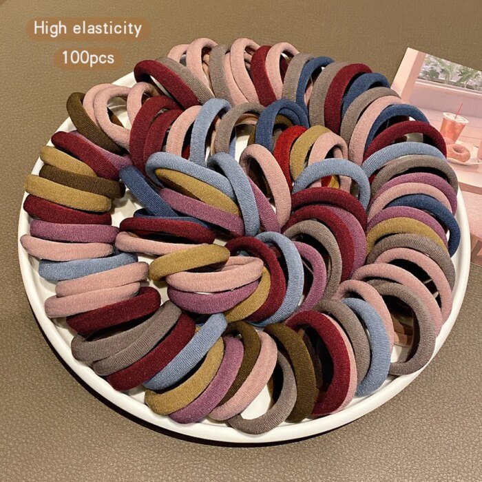 100-pack hårband – Sömlösa, hållbara och elastiska hårsnoddar i koreansk stil - Bild 4