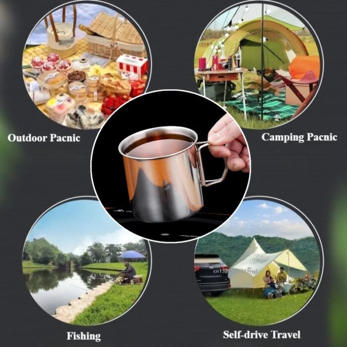 Slitstark Campingmugg i Rostfritt Stål med Vikbart Handtag - Bild 5