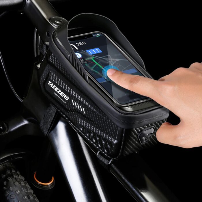 Cykelväska med mobilfack – Vattentät ramväska (1L) med touch-skärm - Bild 2