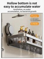 Vägghängd badrumshylla med sugproppsmontering i aluminium och plast - Bild 4